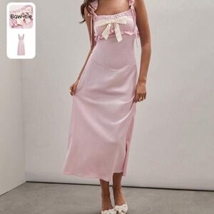 Soft Pink Ruffle Strap Midi Dress Gyaru Soft Girl Shoujo